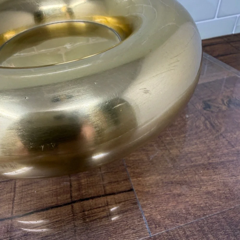 World Market Balloon Gold Pillar Candle Holder – Modern Brass Tone Trinket Dish